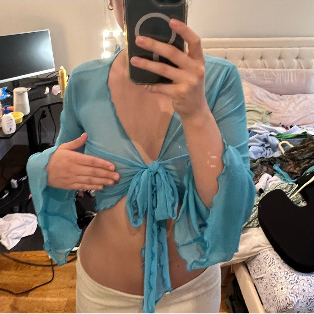 Urban Outfitters Blue Mesh Top